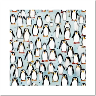 Cute penguin pattern gift ideas, penguins in the ice design Posters and Art